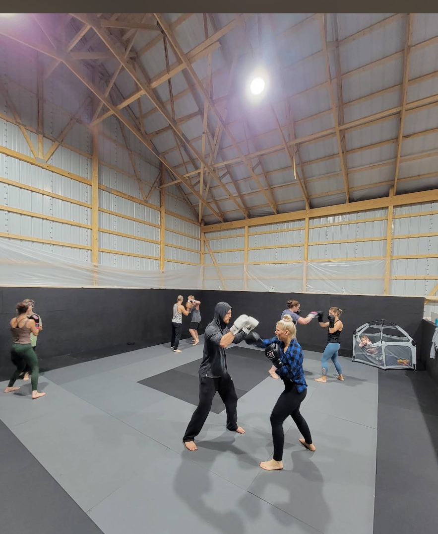 Kickboxing partner drills at Empower Jiu Jitsu in Saxonburg, PA